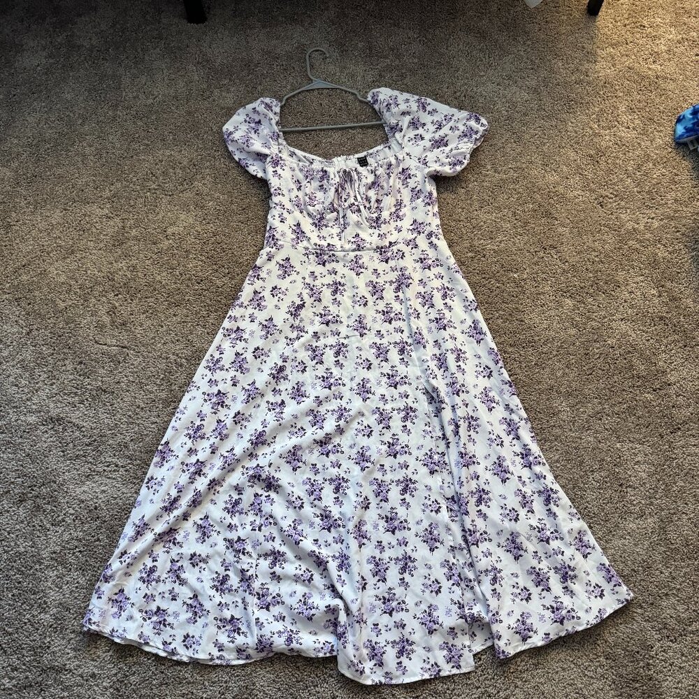 SHEIN Puff Sleeve Floral Midi Dress – Size XL (US 12)